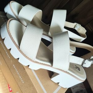 BC Footwear Cream Chunky Sandals